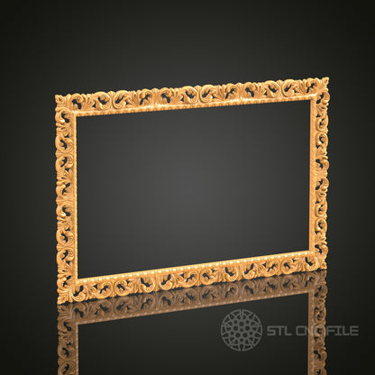 Intricate Rectangular Frame Design STL Model for CNC Router Engraver - Artcam, Aspire, CNC Files, 3D Printer Compatible, Wall Decor