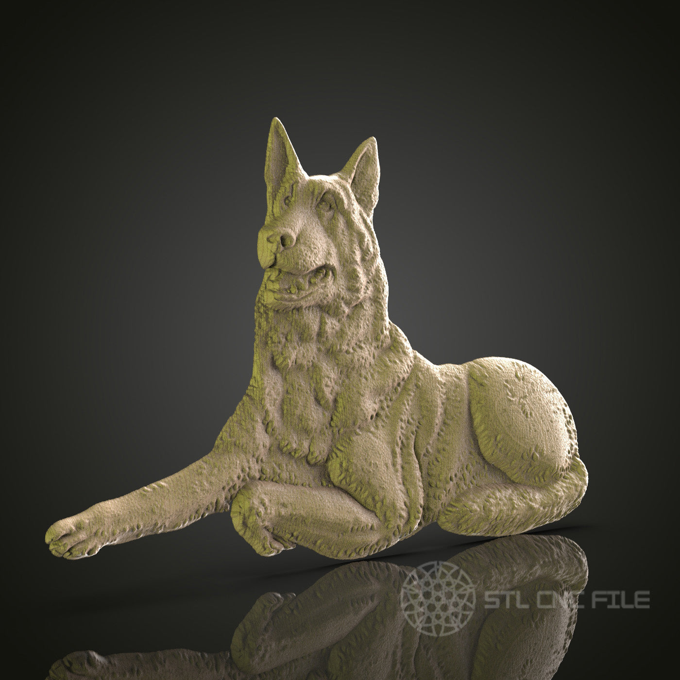 Regal Wolf Resting - 3D Printed Wolf Sculpture, CNC Router STL Model, Artcam, Aspire, Digital Wall Decor, CNC Files for Wildlife Art