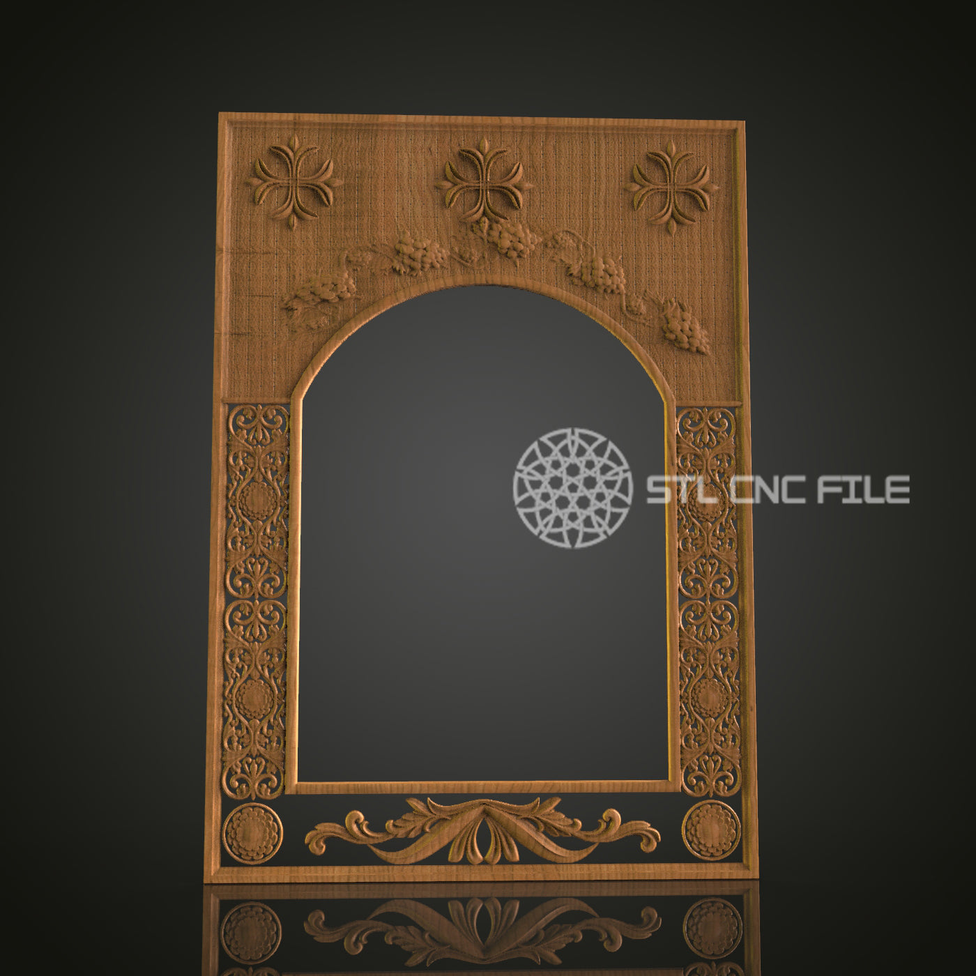 Intricate Arched 3D Frame STL Model for CNC Router Engraver - Artcam, Aspire, CNC Files, Wall Decor, 3D Printer