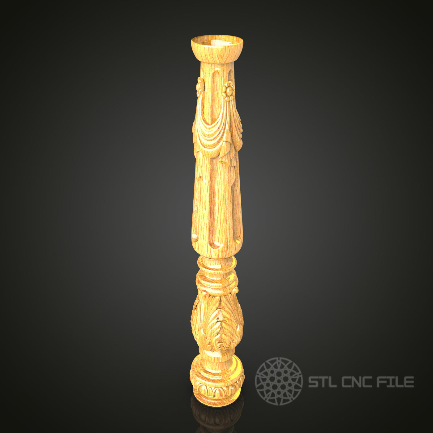 Classic Carved Column STL Model for CNC Router - Ideal for Artcam, Aspire, Luxurious Home and Garden Decor
