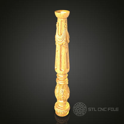 Classic Carved Column STL Model for CNC Router - Ideal for Artcam, Aspire, Luxurious Home and Garden Decor