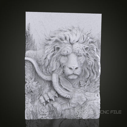 Majestic Lion 3D Relief Art for CNC Router, Artcam, Aspire, Wall Decor, STL Model, Compatible with 3D Printers