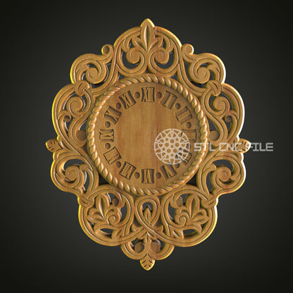 Vintage Ornate Clock Wall Art - CNC Router STL Model, Elegant Timepiece Decor, Artcam Aspire Files