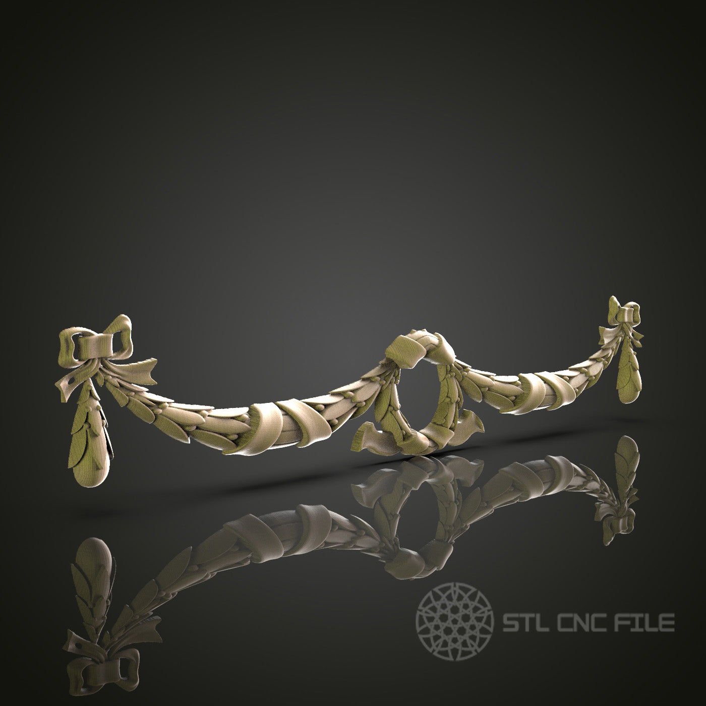 Elegant Decorative Swag Ornament for CNC and 3D Printing - STL File