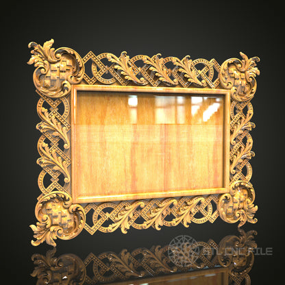 Celtic Splendor - Intricate 3D CNC Engraved Wood Frame, Artcam Aspire STL Model for CNC Router, Exquisite Wall Frame