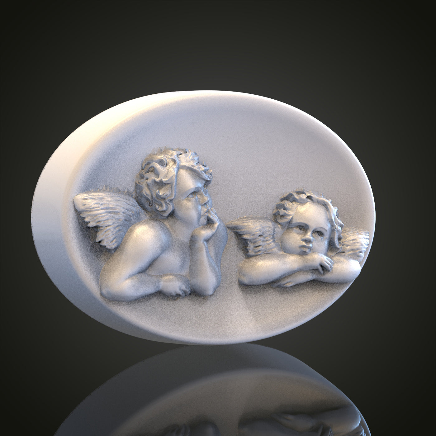 Cherubs Relief STL Model for CNC Router Engraver, Artcam, Aspire, Wood, Wall Decor