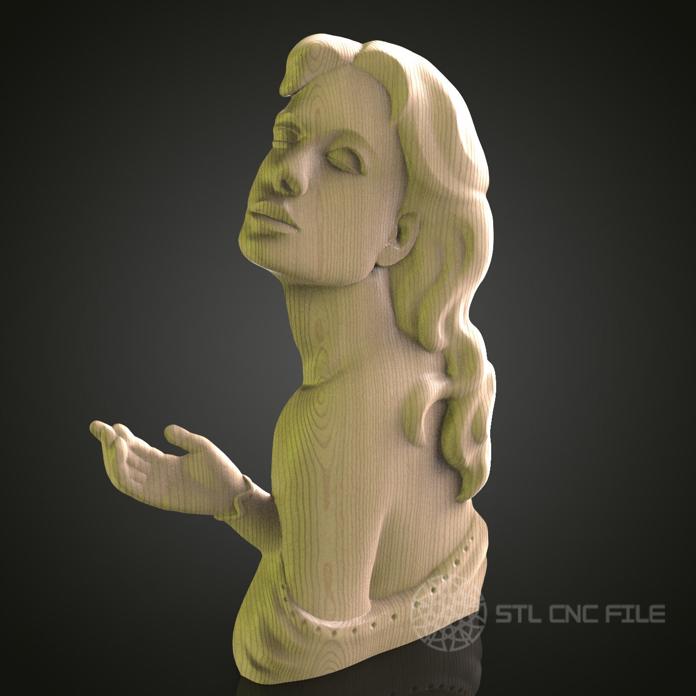 Serene Woman Sculpture Wall Decor - STL Model for CNC Router, 3D Printer - Artcam, Aspire Compatible