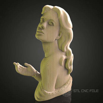 Serene Woman Sculpture Wall Decor - STL Model for CNC Router, 3D Printer - Artcam, Aspire Compatible