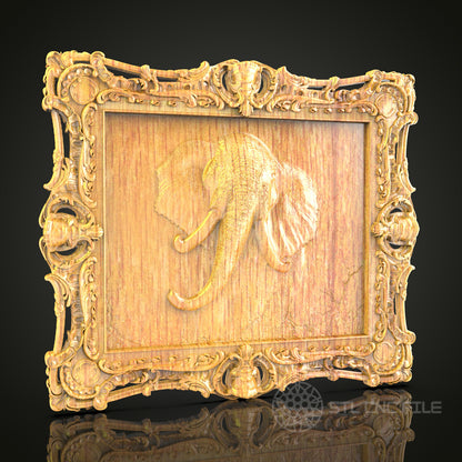 Ornate Elephant Frame STL Model for CNC Router - Exquisite Wall Art, Artcam, Aspire Compatible, Wood Carving