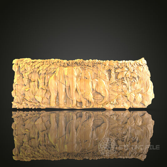 Elephant Family Relief STL Model for CNC Router - Artcam, Aspire Compatible, Wildlife Wood Carving