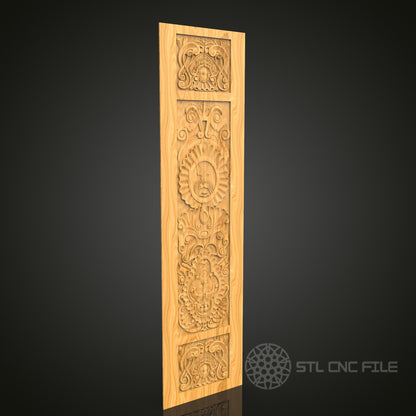 Architectural Ornament CNC Carving STL File - Detailed Panel Design, Compatible with Artcam, Aspire