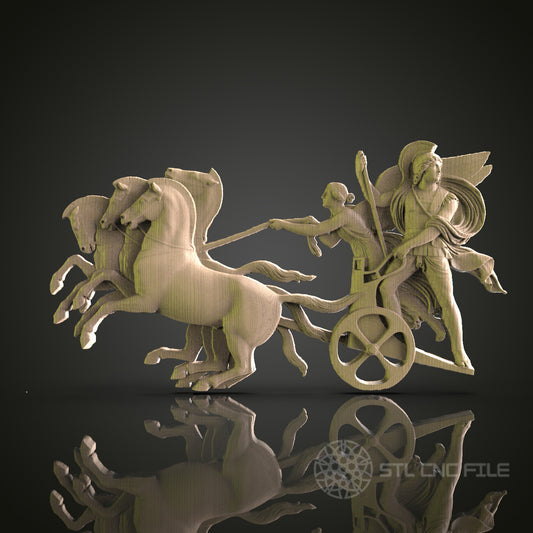 Dynamic Chariot Sculpture Wall Decor - STL Model for CNC Router, 3D Printer - Artcam, Aspire Compatible