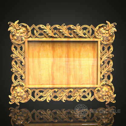 Celtic Splendor - Intricate 3D CNC Engraved Wood Frame, Artcam Aspire STL Model for CNC Router, Exquisite Wall Frame