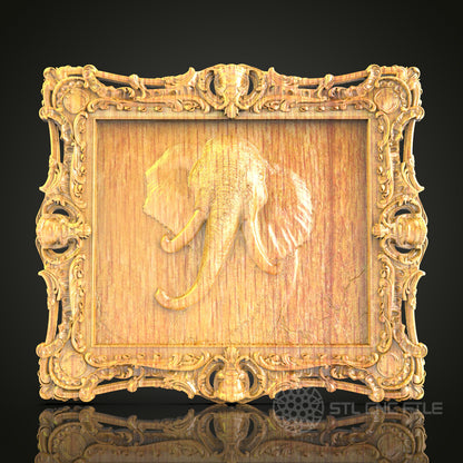 Ornate Elephant Frame STL Model for CNC Router - Exquisite Wall Art, Artcam, Aspire Compatible, Wood Carving