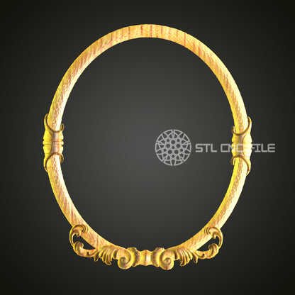 Classic Golden Scroll Mirror Frame STL Model for CNC Router Engraving, Wall Art Decor