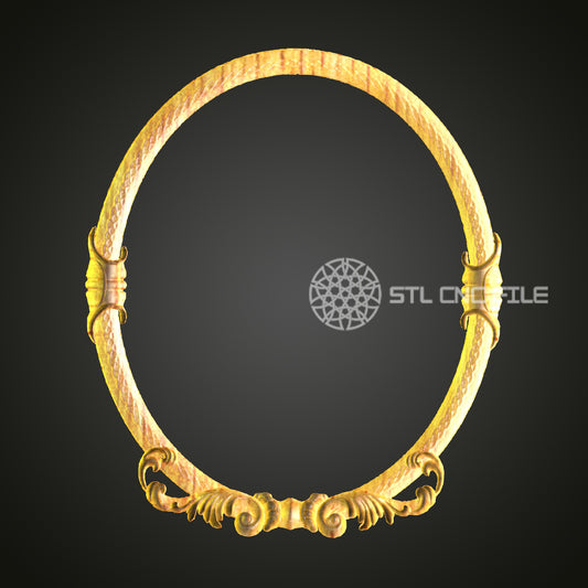 Classic Golden Scroll Mirror Frame STL Model for CNC Router Engraving, Wall Art Decor