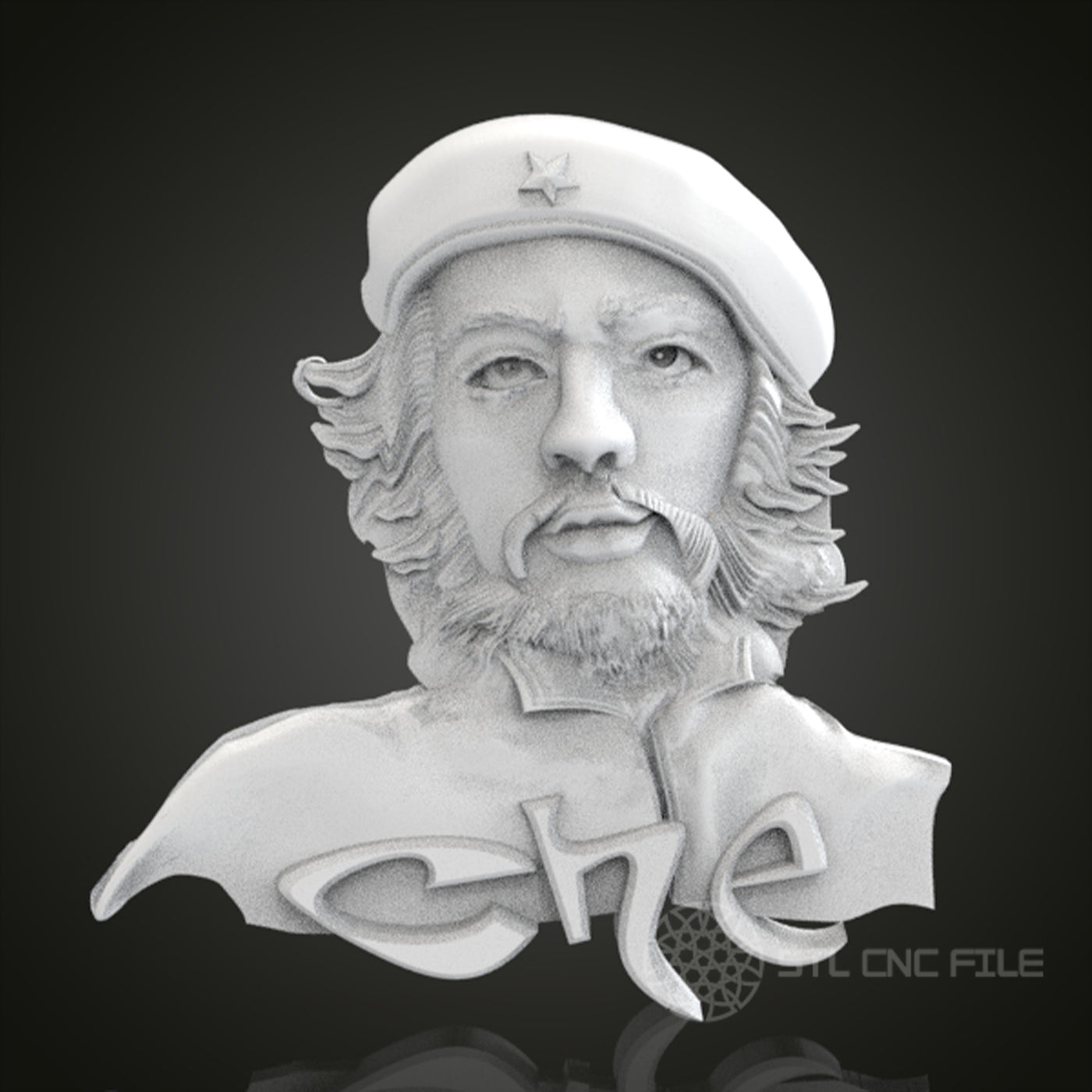 Che Guevara Bust Relief | STL Model for CNC Router, 3D Printer | Aspire, Artcam, CNC Files