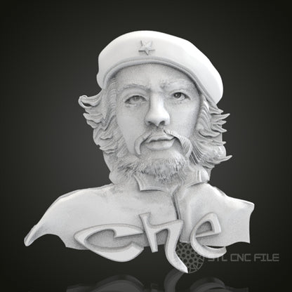 Che Guevara Bust Relief | STL Model for CNC Router, 3D Printer | Aspire, Artcam, CNC Files