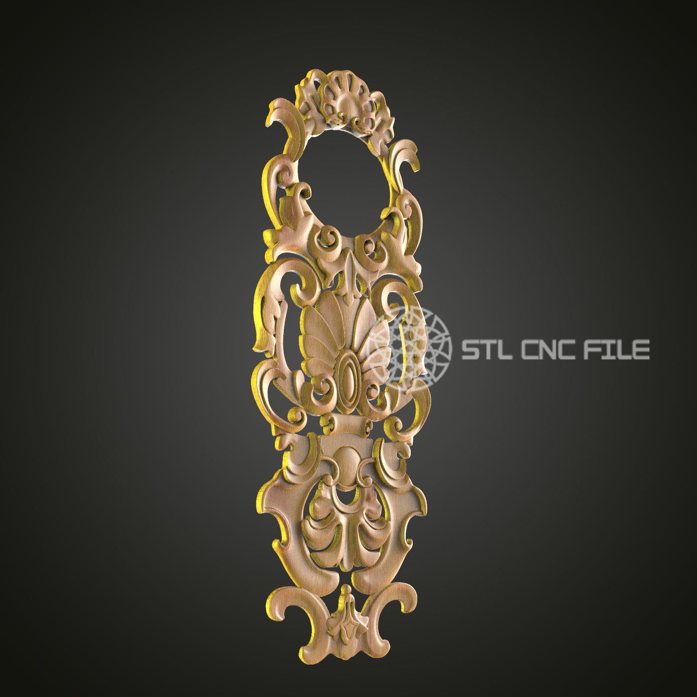 Elegant Baroque Handle Design - CNC Router STL Model, Ornate Door Handle, Artcam Aspire Files
