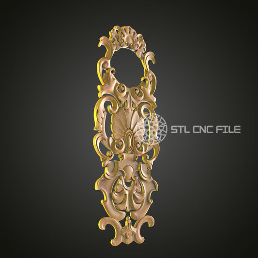 Elegant Baroque Handle Design - CNC Router STL Model, Ornate Door Handle, Artcam Aspire Files