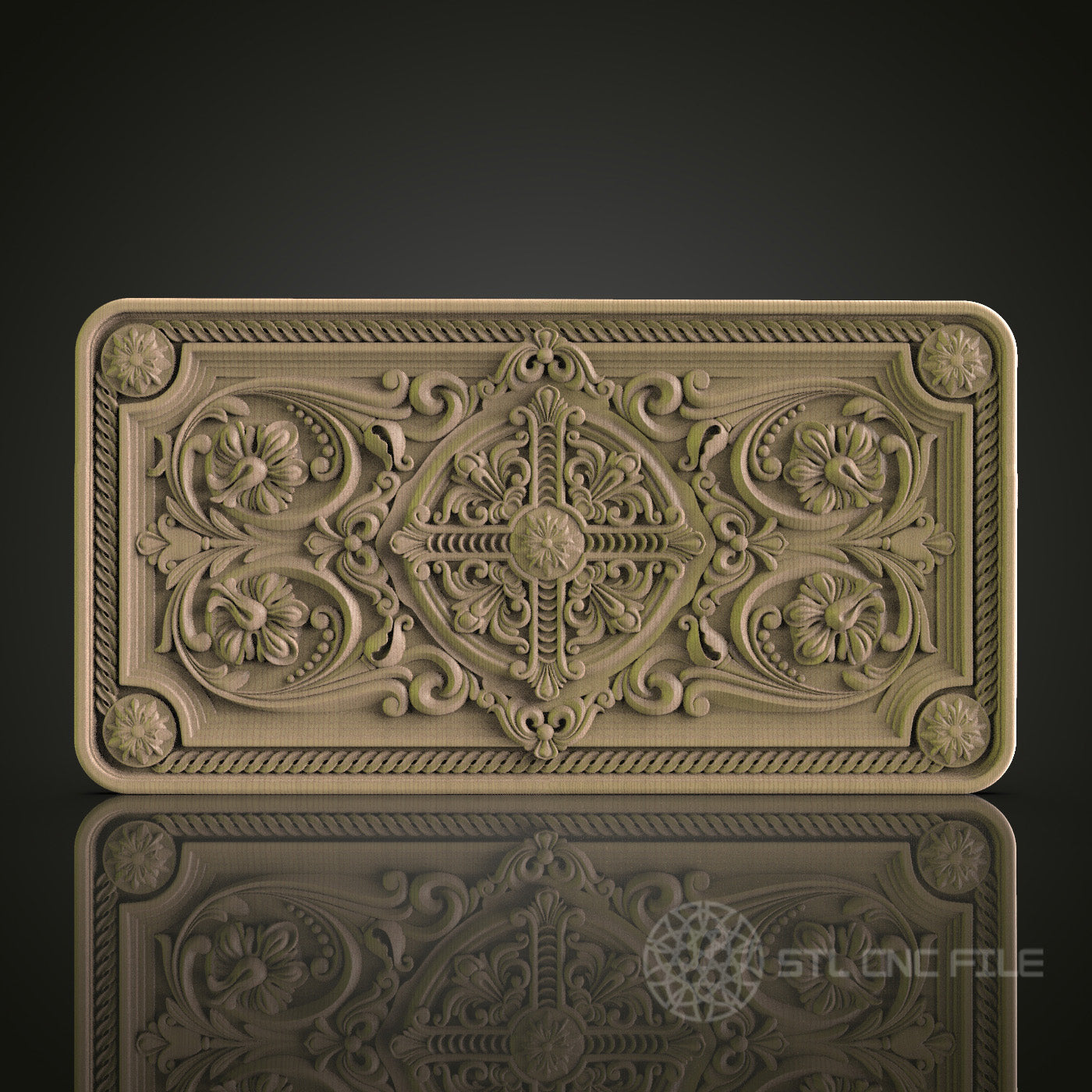 Ornate 3D Decorative Panel STL Model for CNC and 3D Printing