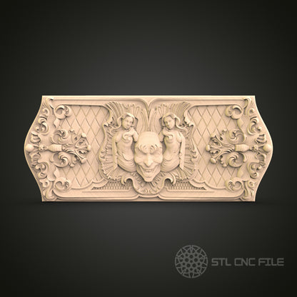 Baroque Coat of Arms CNC Carving STL File - Classical Art Design, Compatible with Artcam, Aspire