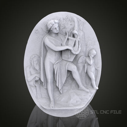Classical Musician 3D Relief Art for CNC Router, Artcam, Aspire, Wall Decor, STL Model, Compatible with 3D Printers