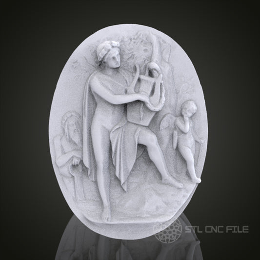 Classical Musician 3D Relief Art for CNC Router, Artcam, Aspire, Wall Decor, STL Model, Compatible with 3D Printers