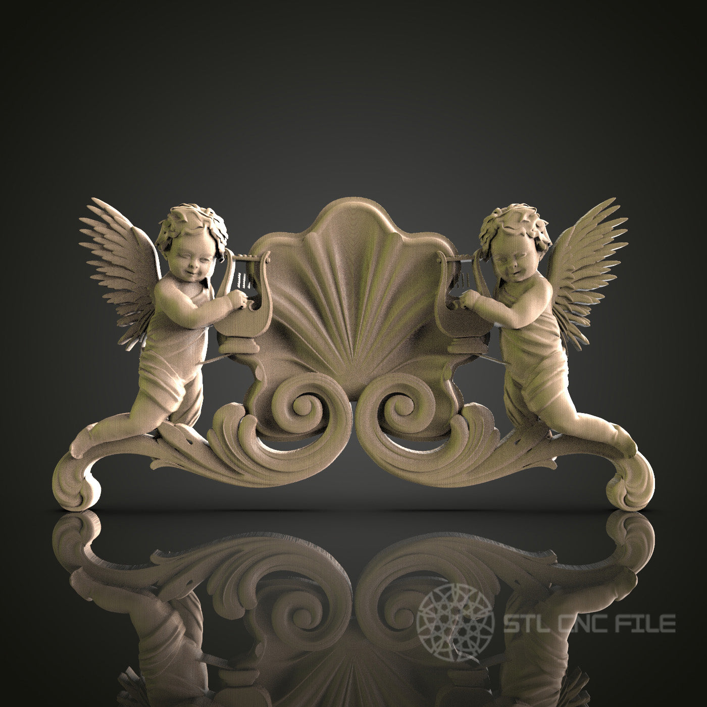 Cherub Pediment for CNC and 3D Printing - STL File