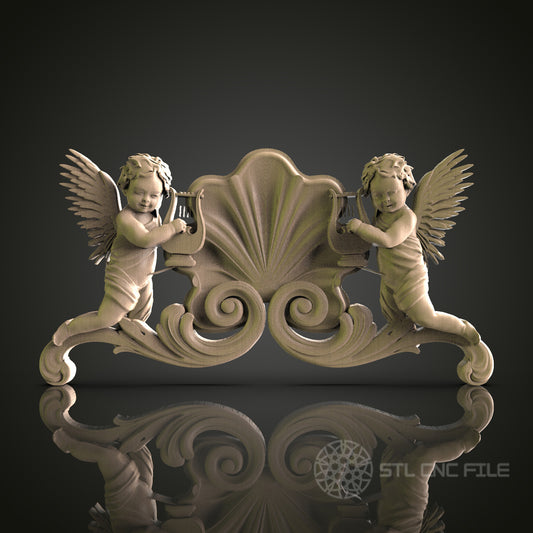 Cherub Pediment for CNC and 3D Printing - STL File