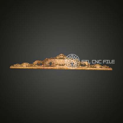 Ornate Wooden Cornice STL File, Decorative CNC Carving Design for Artcam, Aspire, Furniture Embellishment
