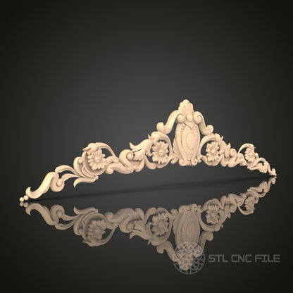 Baroque Ornamental Crown Molding 3D Model STL File, Decorative Frieze for CNC Router – Compatible with Artcam, Aspire