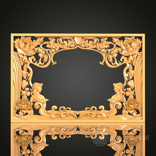 Exquisite Floral Frame Design STL Model for CNC Router Engraver - Artcam, Aspire, CNC Files, 3D Printer Compatible, Wall Decor