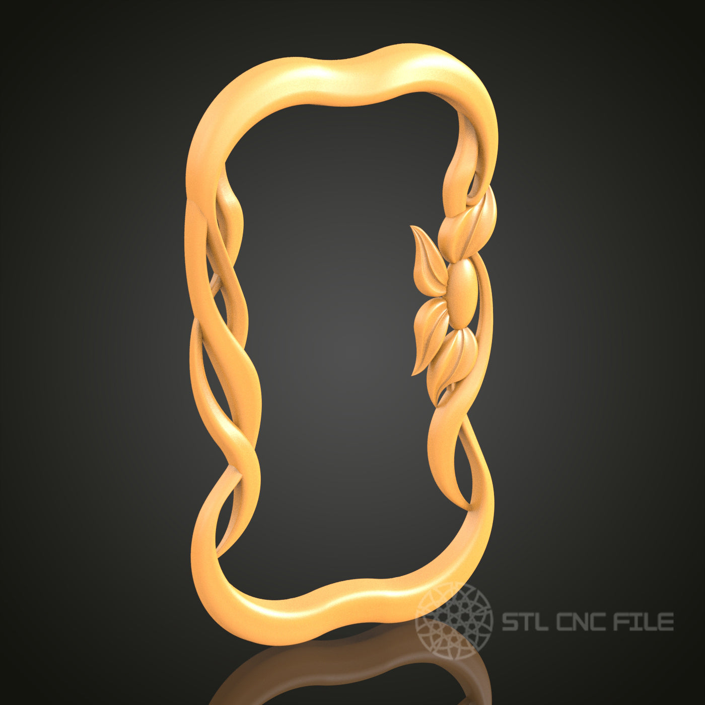 Ornate Flower 3D Frame STL Model for CNC Router Engraver, Artcam, Aspire, Wood Decor, 3D Printer File