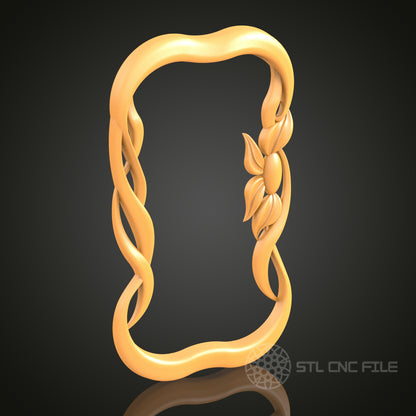 Ornate Flower 3D Frame STL Model for CNC Router Engraver, Artcam, Aspire, Wood Decor, 3D Printer File