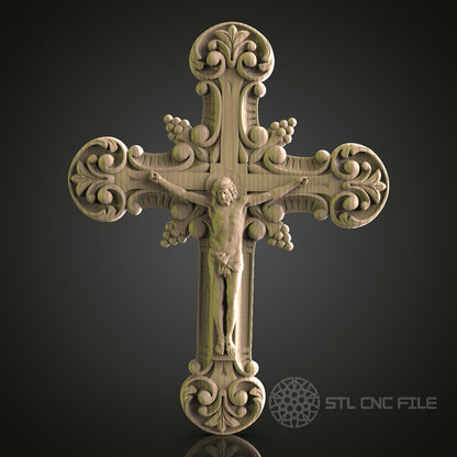 Ornate Crucifix Relief for CNC and 3D Printing - STL File
