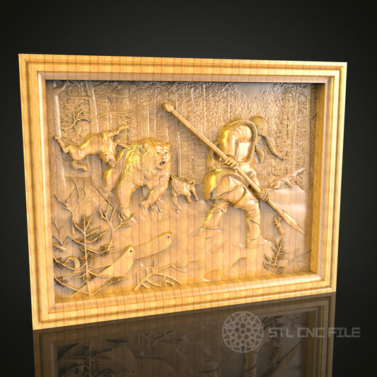 Spartan Warrior 3D STL Model - CNC Router File for Mythological Wood Carving, Epic Battle Scene Decor