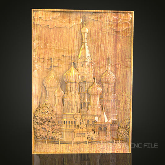 Saint Basil's Cathedral 3D STL Model - CNC Router File for Iconic Moscow Landmark Wood Carving