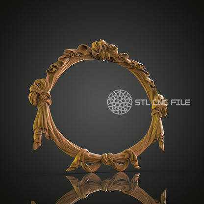 Decorative Ribbon 3D Frame STL Model for CNC Router Engraver - Artcam, Aspire, CNC Files, Wall Decor, 3D Printer