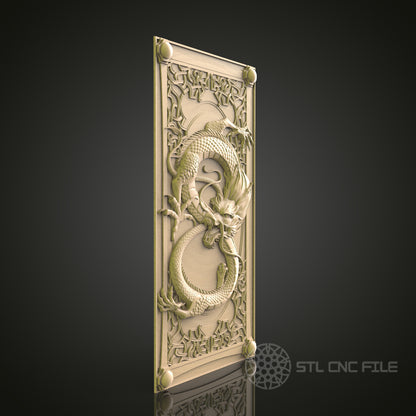 Asian Dragon Panel 3D Model STL File for CNC Router, Mythical Beast Design – Compatible with Artcam, Aspire
