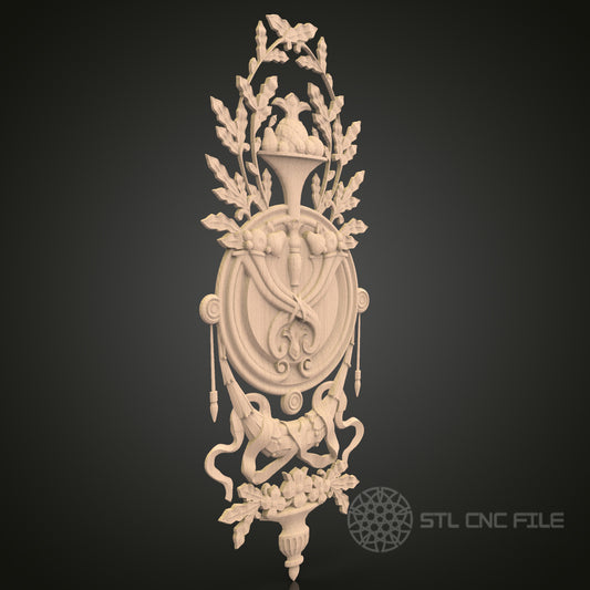 Floral Vase Ornament CNC Carving STL File - Elegant Decor Design, Compatible with Artcam, Aspire