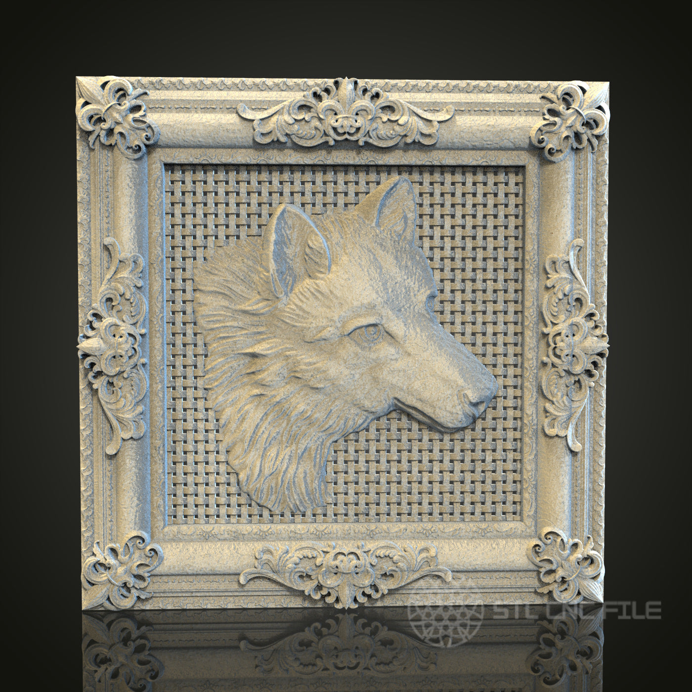 Regal Wolf Head Relief STL Model for CNC and 3D Printing, Artcam, Aspire, Wall Decor