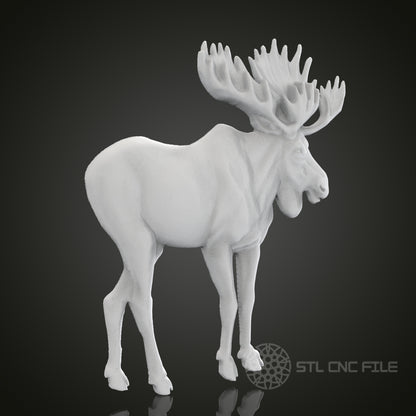 Majestic Moose 3D Relief Art for CNC Router, Artcam, Aspire, Wall Decor, STL Model, Compatible with 3D Printers