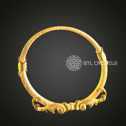 Classic Golden Scroll Mirror Frame STL Model for CNC Router Engraving, Wall Art Decor