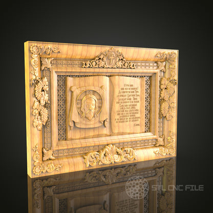 Religious Iconography 3D Relief Model for CNC – Saint's Portrait, Ornate Wood Carving File