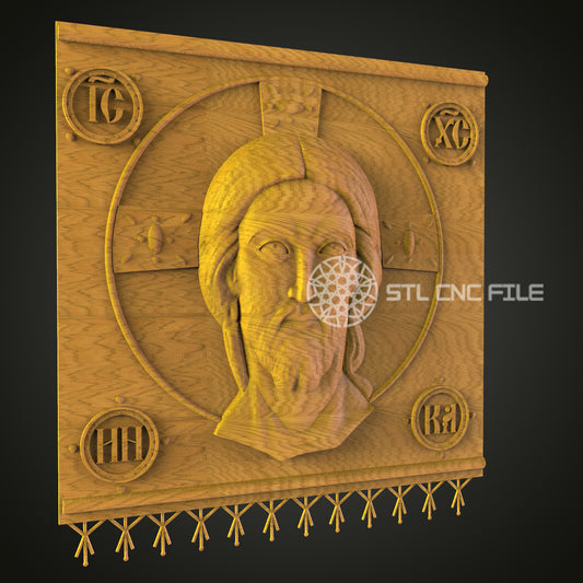 Christ Icon CNC STL File - 3D Printable Religious Symbol for Artcam, Aspire - Spiritual Wall Art