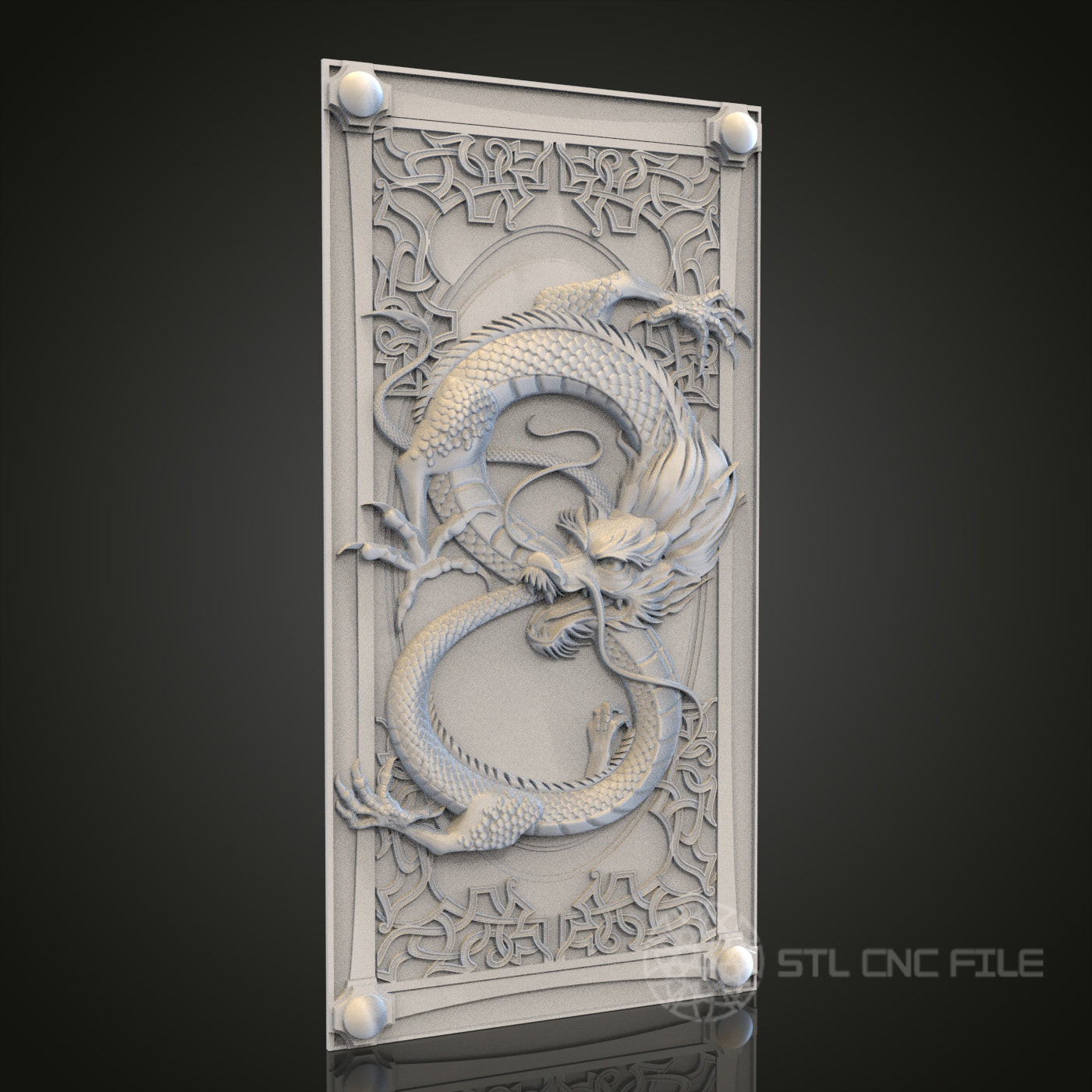 Intricate Dragon Panel STL Model for CNC Router Engraver, Artcam, Aspire, Wood, Wall Decor