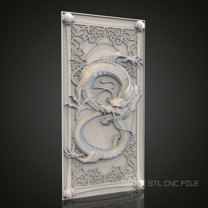 Intricate Dragon Panel STL Model for CNC Router Engraver, Artcam, Aspire, Wood, Wall Decor