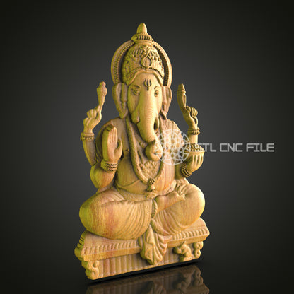 Ganesha CNC STL File - Divine Sculpture for 3D Printing, Artcam, Aspire - Spiritual Home Decor
