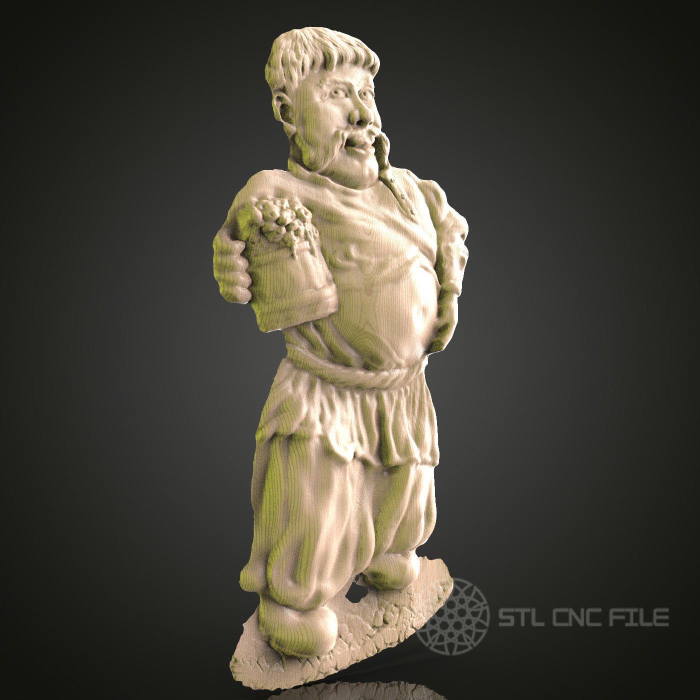 Folkloric Peasant Man 3D Model STL File, Traditional Figure for CNC Router – Compatible with Artcam, Aspire